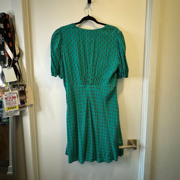 NWT STAUD Green Print Mini Dress - Size 14, Green Blue - Picture 11 of 14